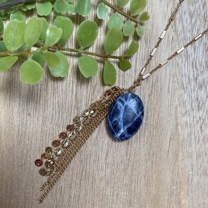 Banana Republic Long Necklace 💗 Gold & Blue